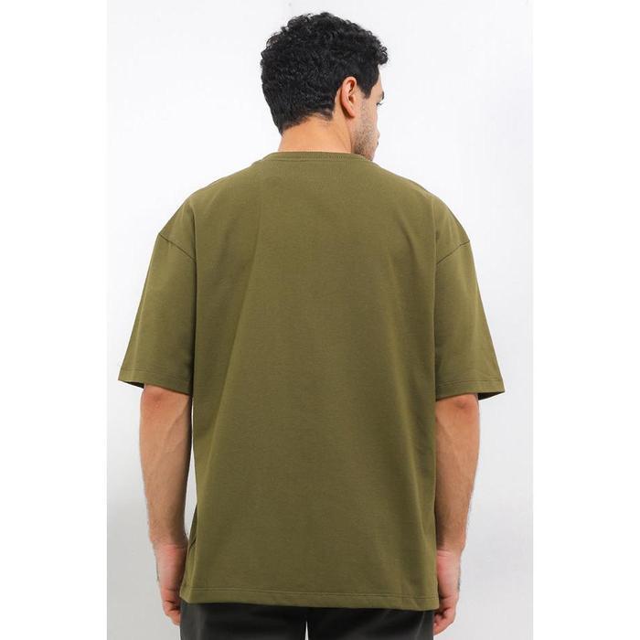 T-Shirt Oversize Pria Bahan Katun - Olive, L