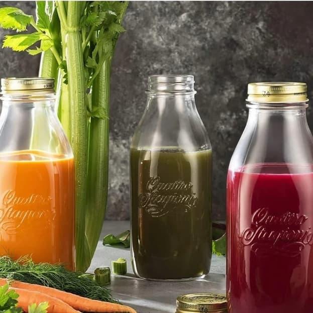 Bormioli rocco Jar Botol Kaca 1000 ml untuk Minuman dan Penyimpanan, Desain Elegan, Bebas Timbal bot