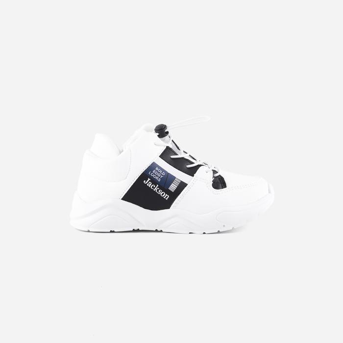 Jackson Kids Edgy Sepatu Sneakers Anak dengan Detail Tulisan Samping - Putih - Ukuran 30 Sepatu Snea