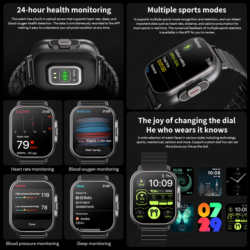 TWS 2 in 1 Smart Watch with Headphones Sports Watch Bluetooth Headset Call Watch Men Health Monitor