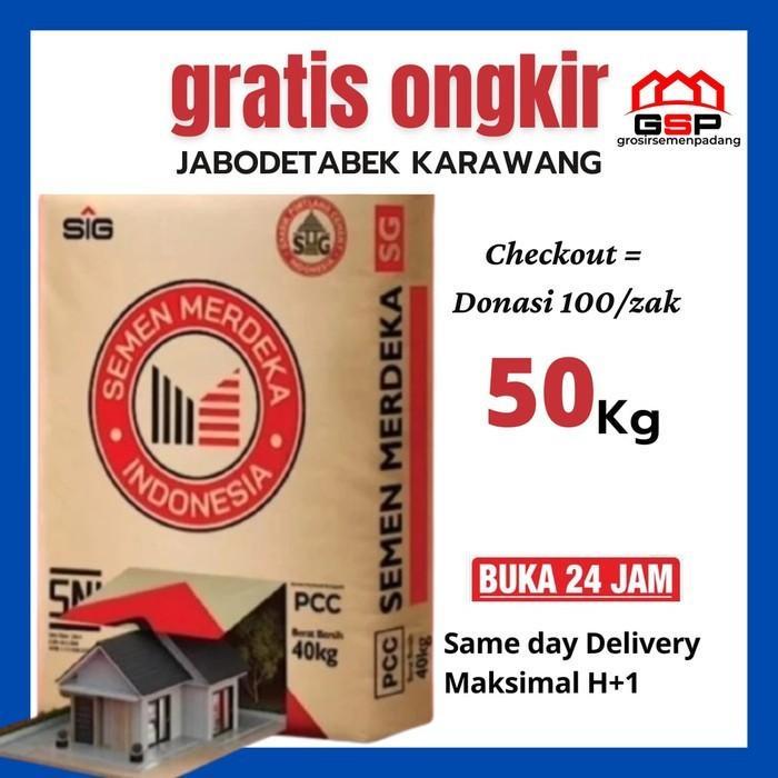 Semen MERDEKA 50kg 1 DO 160 zak Area Jabodetabek Serang Cilegon wang Subang