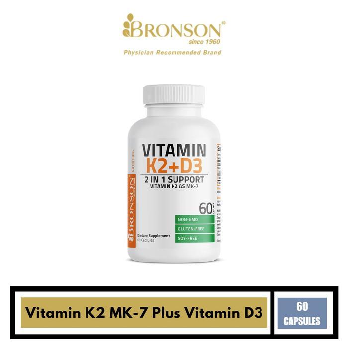 BRONSON Vitamin K2 MK-7 Plus Vitamin D3 60 Capsules