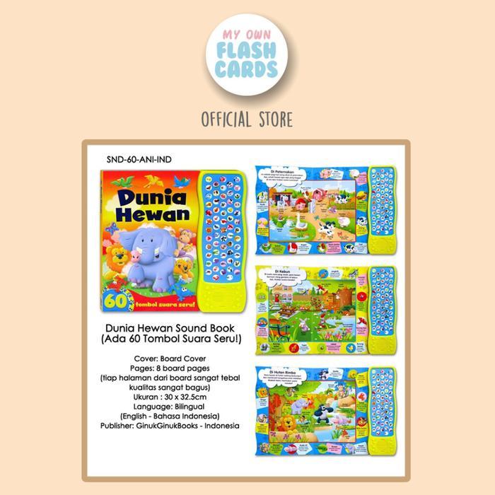 TERLARIS BUKU SUARA BILINGUAL DUNIA HEWAN BAHASA INGGRIS DAN INDONESIA SOUND BOARD BOOK HARD COVER