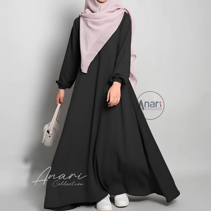 Anari Collection Abaya Gamis Turki Wanita Lengan Karet Terlaris Wolfis Premium / Basic Abaya Polos