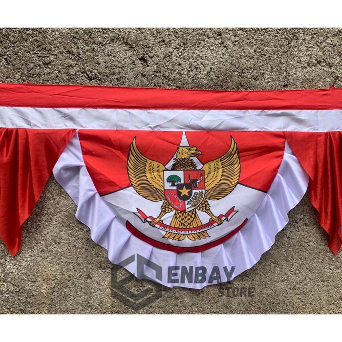 BENDERA BACKGROUND GARUDA MERAH PUTIH 10 Gelombang - GRD MARBORO