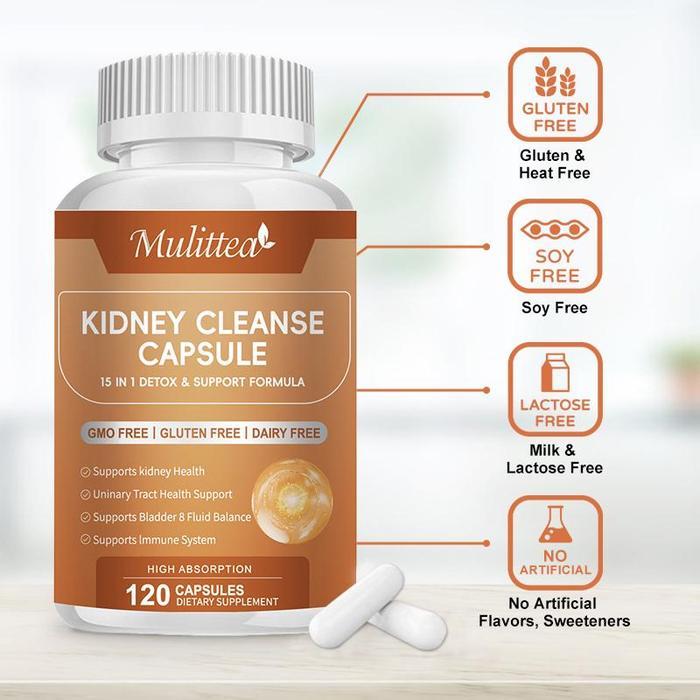 Mulittea KIDNEY CLEANSE CAPSULE Suplemen Pendukung Ginjal dengan Ekstrak Cranberry