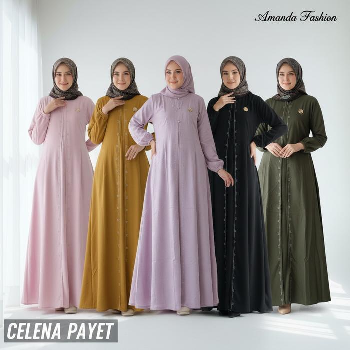 Gamis Amanda X Kharisma Celena Payet Rayon Twill Premium (Free Goodie Bag & Pouch)
