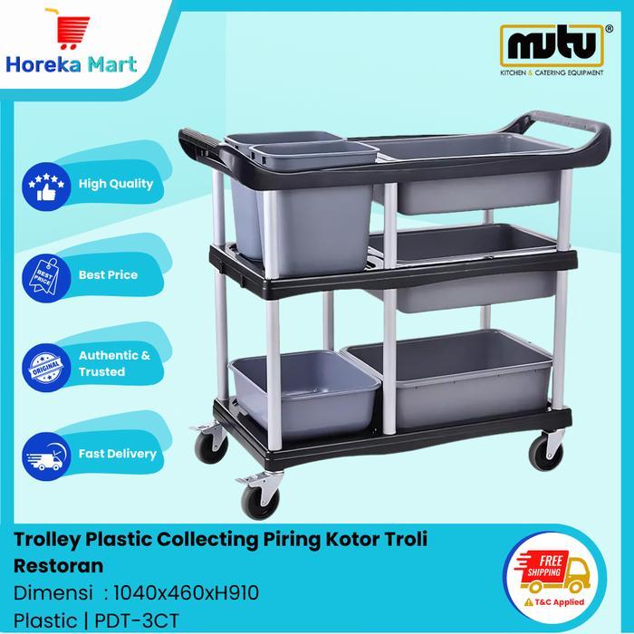 Troli Piring Kotor Restoran Dish Collector Cart Troli Pengangkut Piring Kotor MUTU PDT3CT