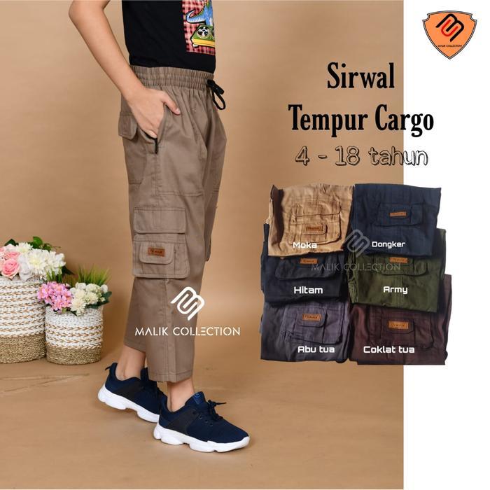 Sirwal anak cargo/celana sirwal anak/Celana Cargo anak - S, Hitam