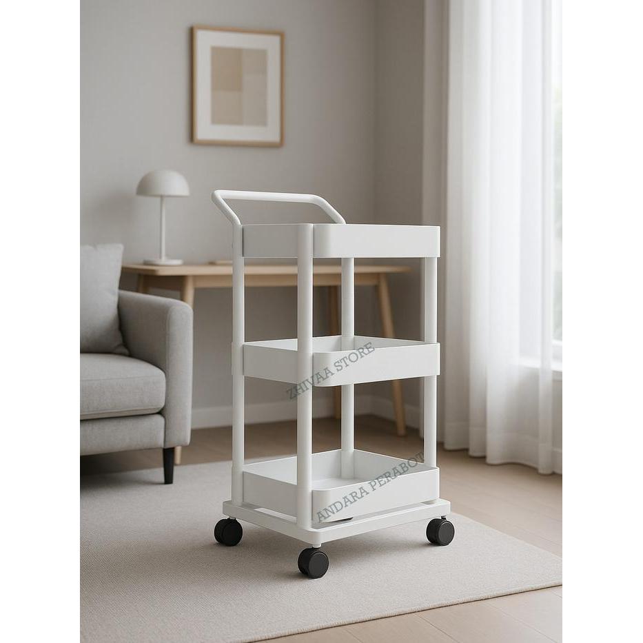 Premium Rak Troli Roda 3 Susun Rak Kamar Tidur Rak Dorong Trolley Baju Bayi Original