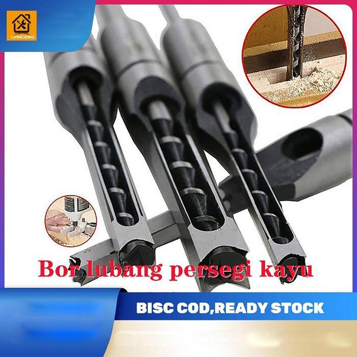 Square Mata Bor Perkayuan Lubang Persegi Pahat bor Woodworking Bor Alat Auger Mortising Pahat Bor