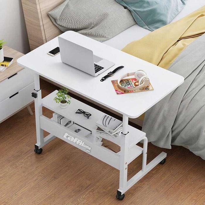 Meja Laptop Adjustable Portable Laptop Desk Tiga Tingkat 3 Rak + Roda