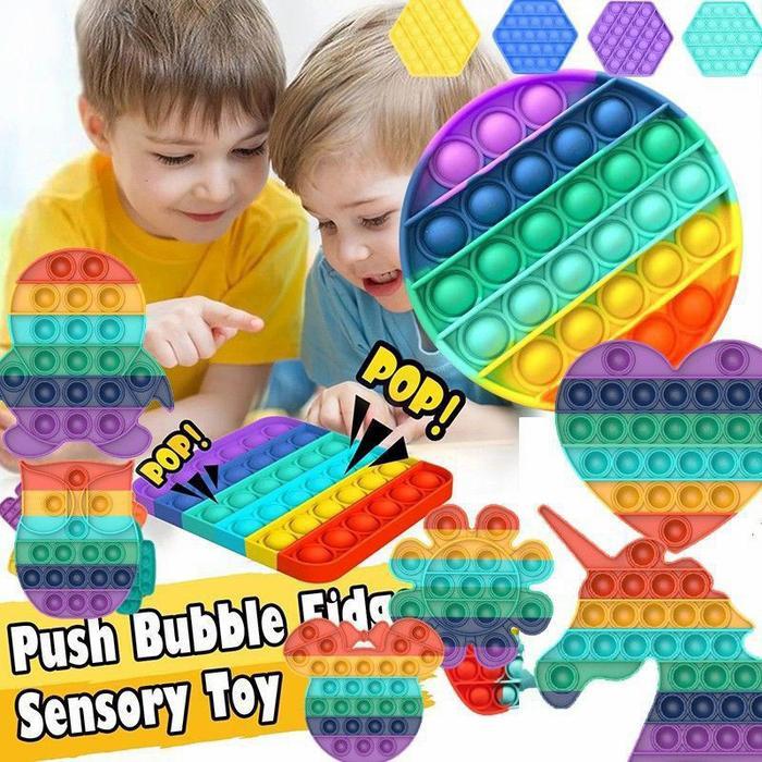 Pop It Murah Rainbow Unicorn Fidget Push Pop Its Fidget Toy Push Bubbl