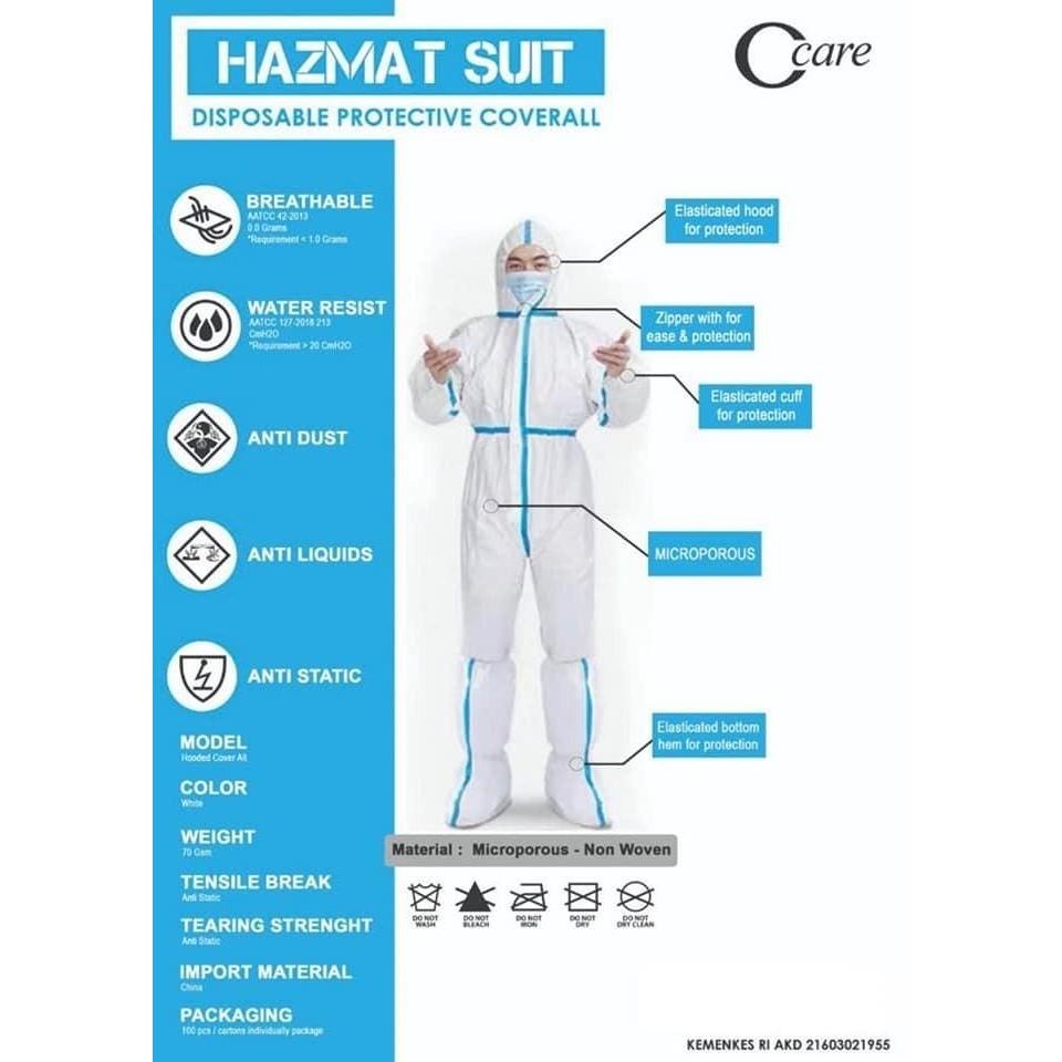 APD diri list Baju Pelindung Medis Waterproof Dua Lapis Microporous PE dan Non Woven PP alat pelindu