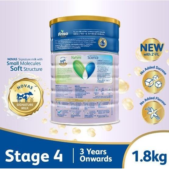Friso Gold 4 With 2'-Fl 1800 Gr Kaleng Import Singapore 400 900 Tbk