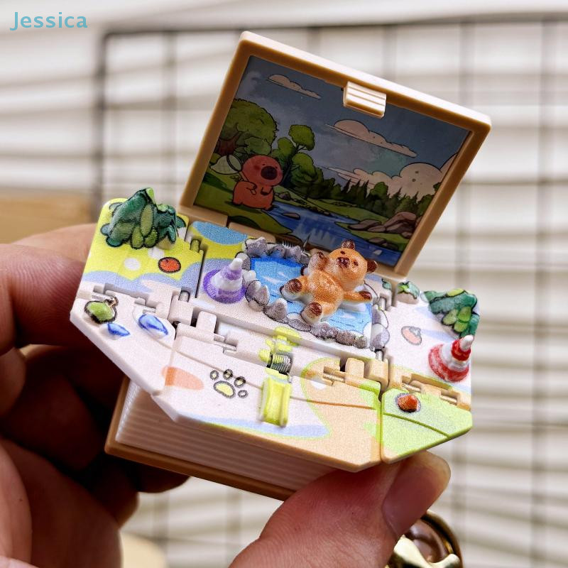 3D Foldable Capybara Mini Size Fold Book Keychain Kids Toys Bag Pendant