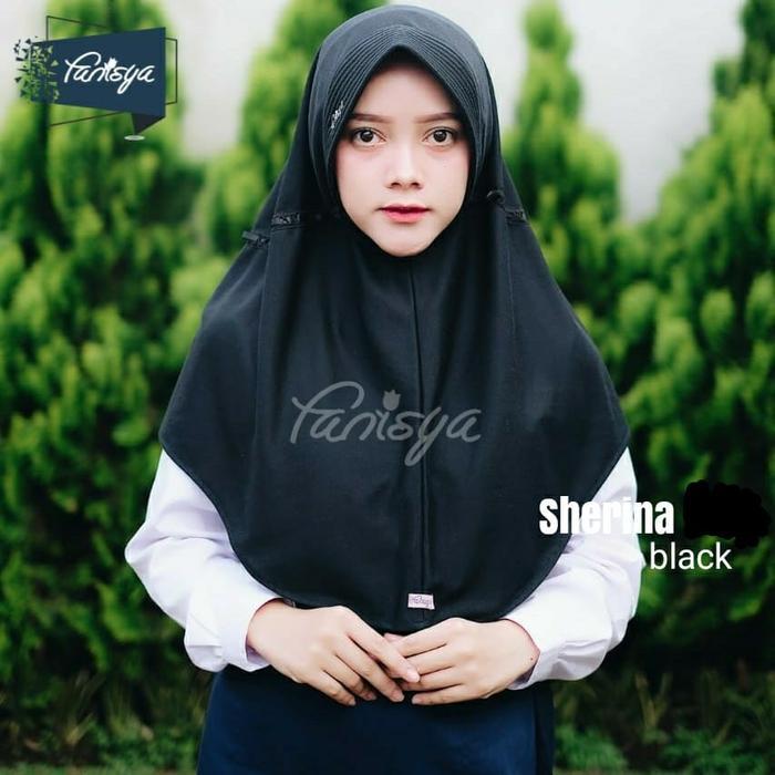 Jilbab Sekolah SD Bergo Kaos Polos Putih Hitam Abu Ukuran M L XL