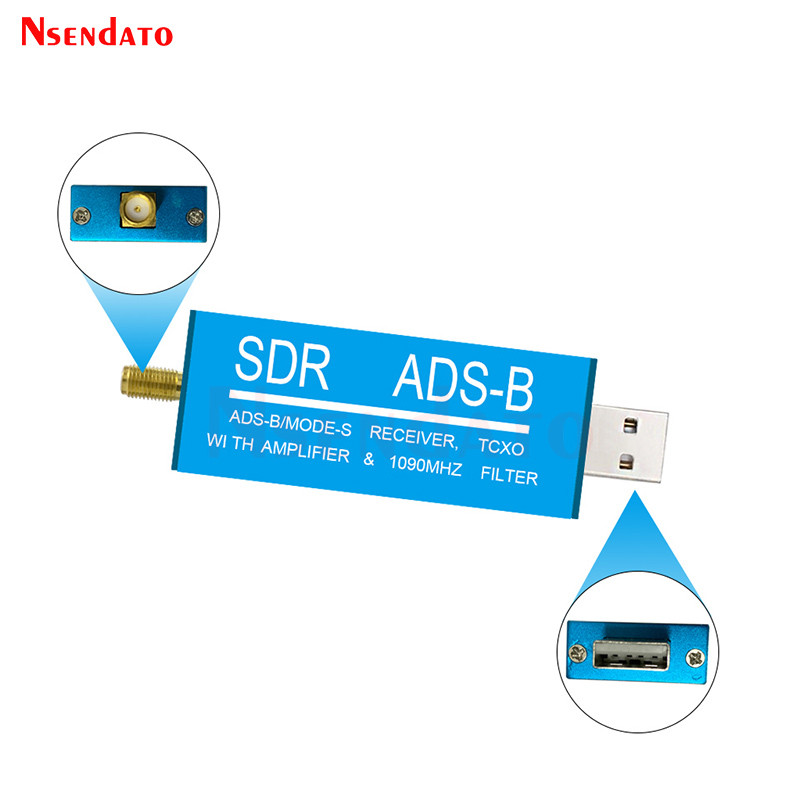 RTL2832U ADS-B Mode-S USB SDR TV Receiver Built-in RF Amplifier 1090MHz Bandpass Filter Radio SDR