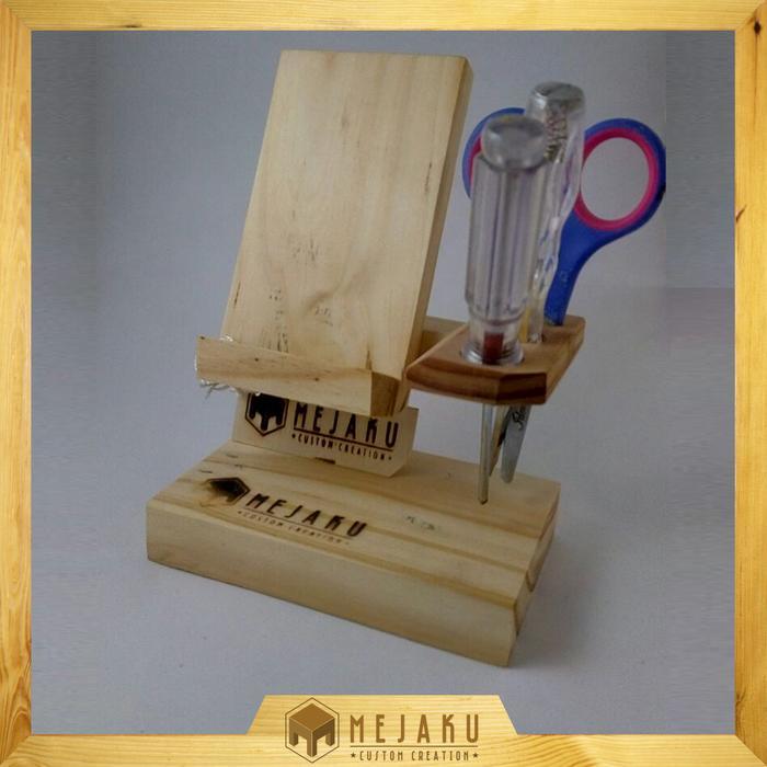 PROMO! Dudukan HP (Phone Docking) KAYU - Universal BISA GRAB!
