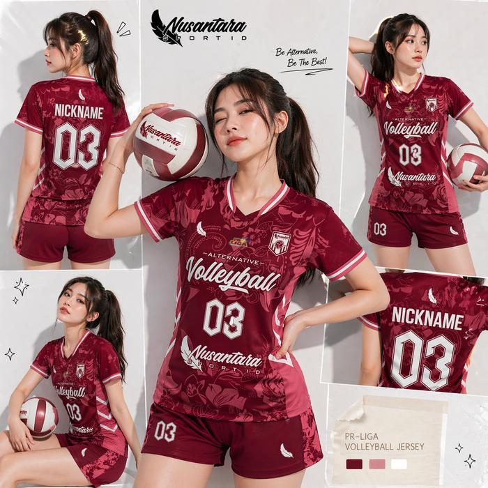 Jersey Volly Cewek BEAUTIFULL ROSE full print custom baju voli cewe cutting feminim