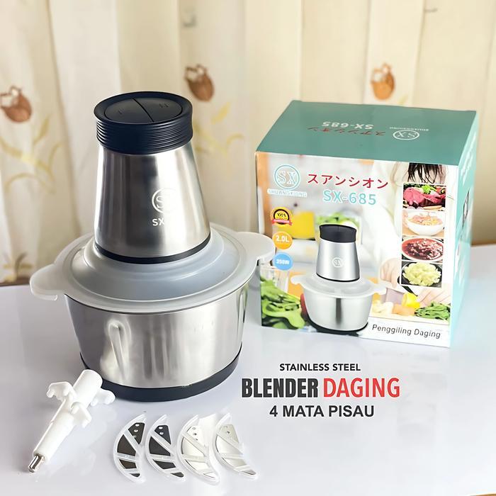 Blender Daging Food Chopper Meat Grinder Shuangxiong Sx-685 250W 2Liter Alat Penggiling Daging Bumbu