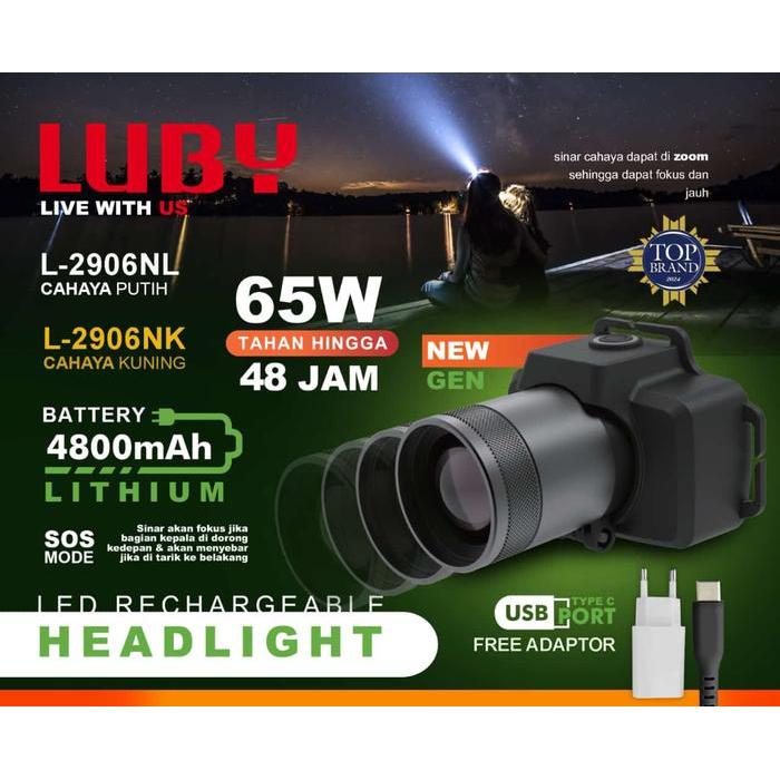 Senter Kepala Zoom Luby 65 Watt / Headlamp Zoom Luby L2906/2906/2906Nl
