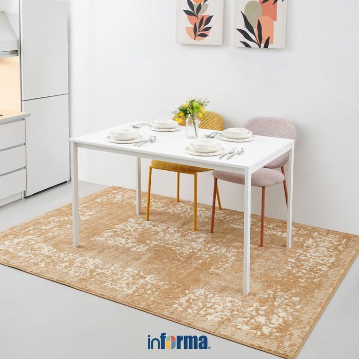 Informa 120 Cm Jace Meja Makan - Putih Meja Dapur Restoran Keluarga Minimalis Pasti Promo