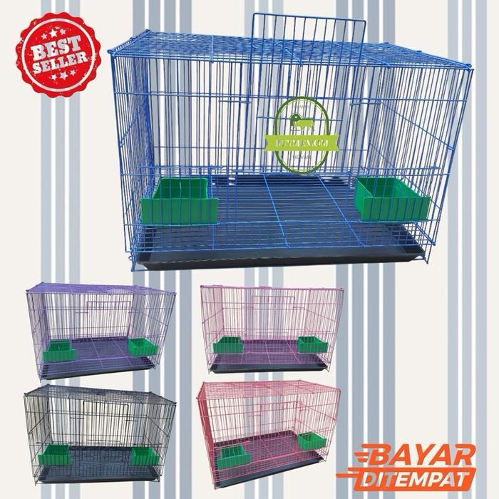 KANDANG BESI UMBARAN LIPAT UK P 45CM L 32CM T 30CM FREE 2 TEMPAT MAKAN DAN MINUM DAN FREE ALAS
