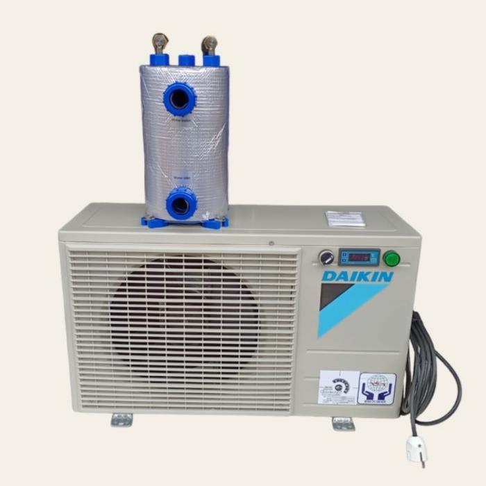 water chiller 2pk dengan outdoor ac daikin untuk kolam ikan