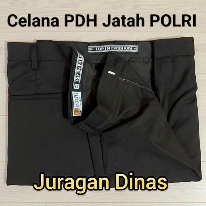 Top Celana Pdh Hitam Jatah Polri Kain Halus Licin / Celana Kantor Hitam / Celana Safari Hitam