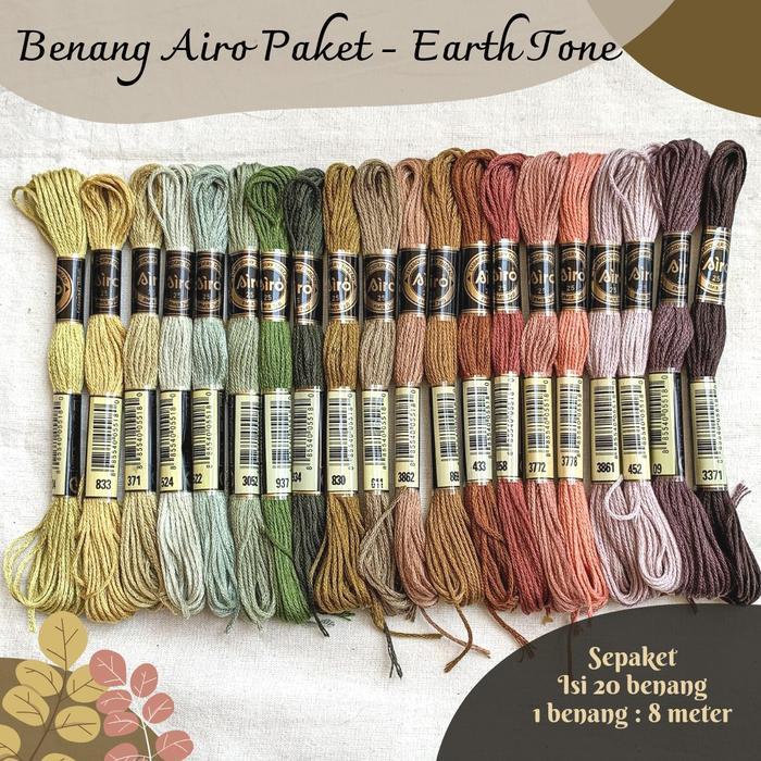 Paket Benang Sulam Airo - Earth Tone (20 benang)