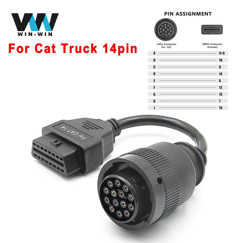 For Cat Truck 14pin OBD To OBD2 OBD 2 Extension Cable For Cat Truck 16 Pin OBD2 Scanner Connector Tr