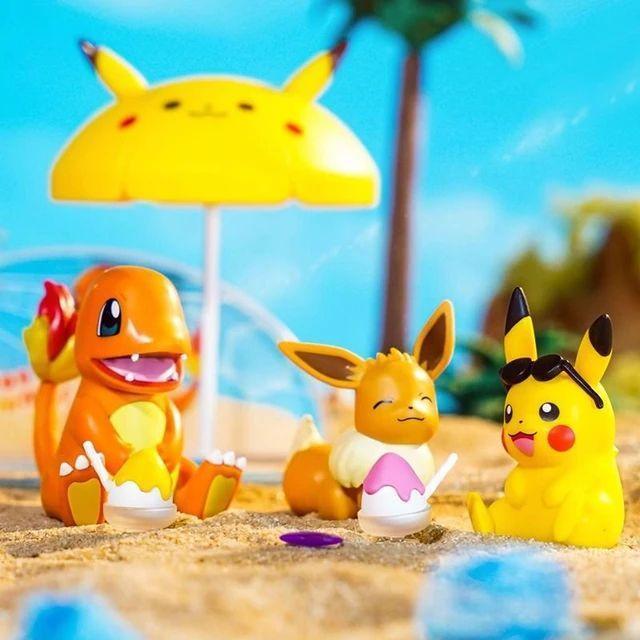 HOT SALE LOGIC FIGURE POKEMON BEACH SUMMER SCENE SET ACTION FIGURE ORIGINAL CHARMENDER EVEE