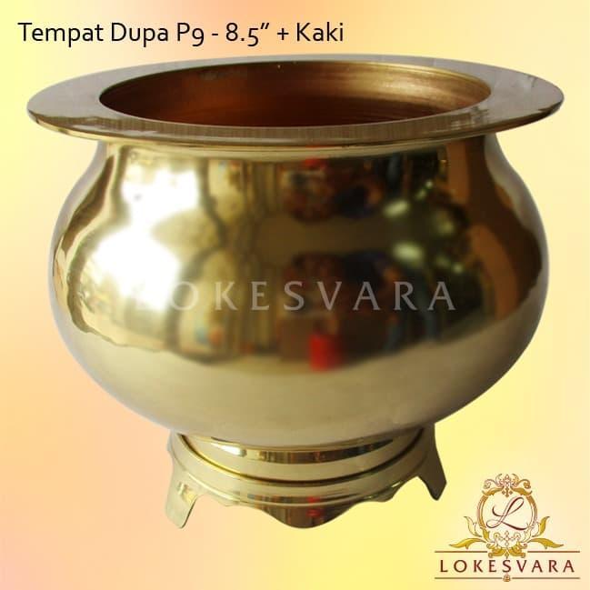 Tempat Bakar Dupa / Hiolo / Bokor Kuningan P9 + Kaki BISA GOSEND