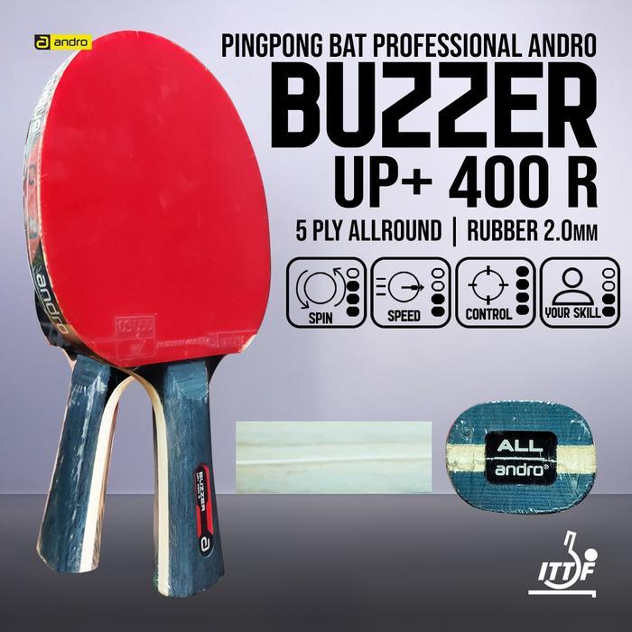 ZENITHERTT// PINGPONG BAT TENIS MEJA ANDRO BUZZER UP+ 400 R ALL RED BLACK RUBBER