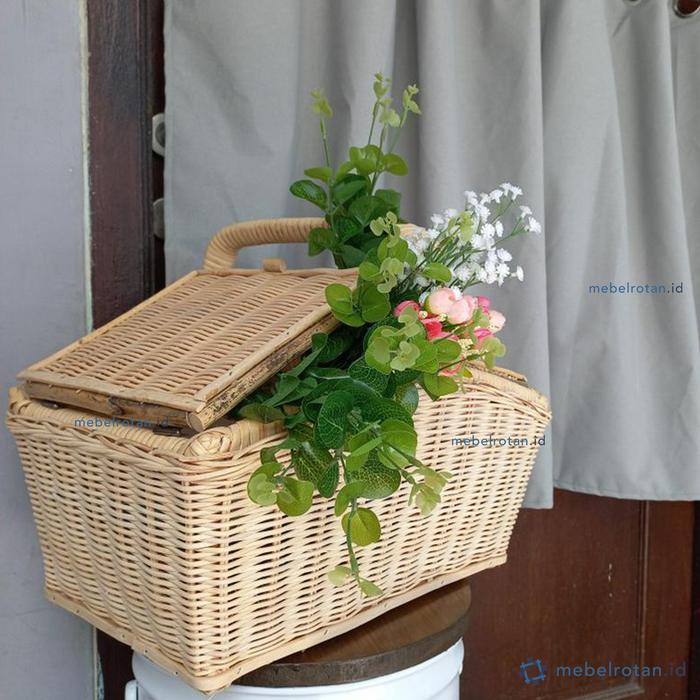 Keranjang Piknik Anyaman Rotan Jinjing Besar Hampers Parcel Buah