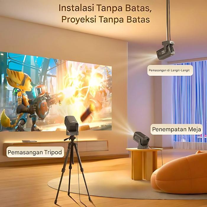 HY320-MINI SMART PROYEKTOR ANDROID 11.0 UHD 1080P WIFI6.0 + HDMI IN