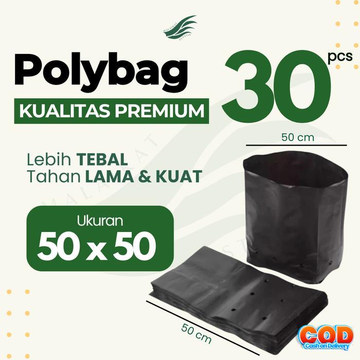 30pcs Polybag 50x50 cm Tebal Plastik Polibet Hitam Besar Media Tanam untuk sawit cabai 50 x 50 cm