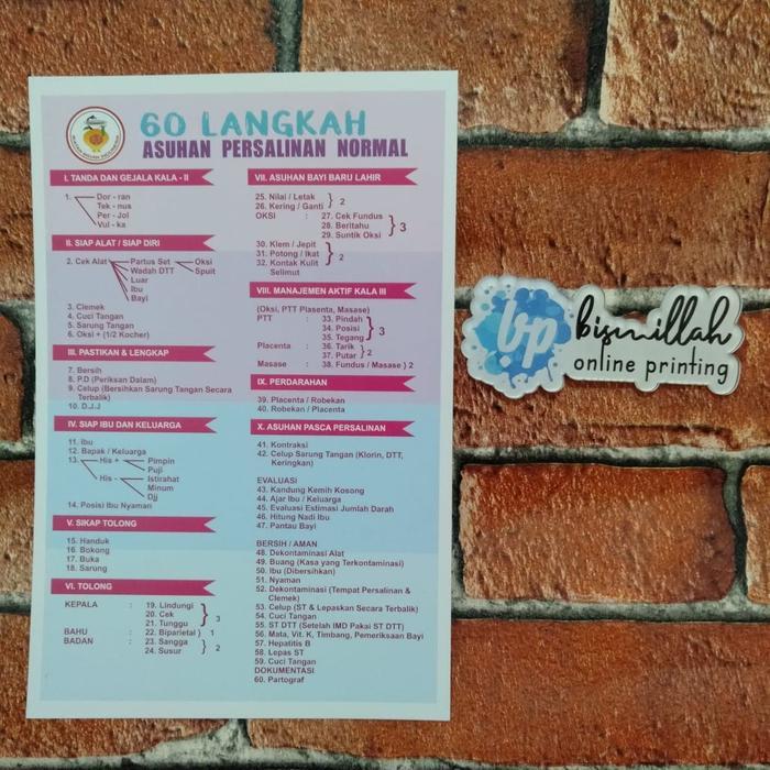 TERBATAS Poster gambar 60 langkah persalinan normal