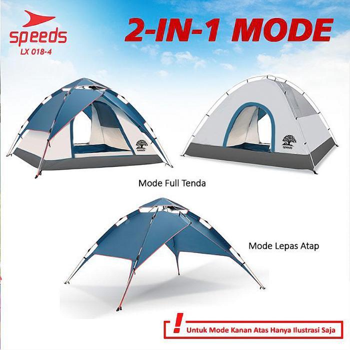 Speeds Tenda Camping Tenda Kemah Speeds 3-4 Orang Lipat Portable Tenda Otomatis Tas 018-4