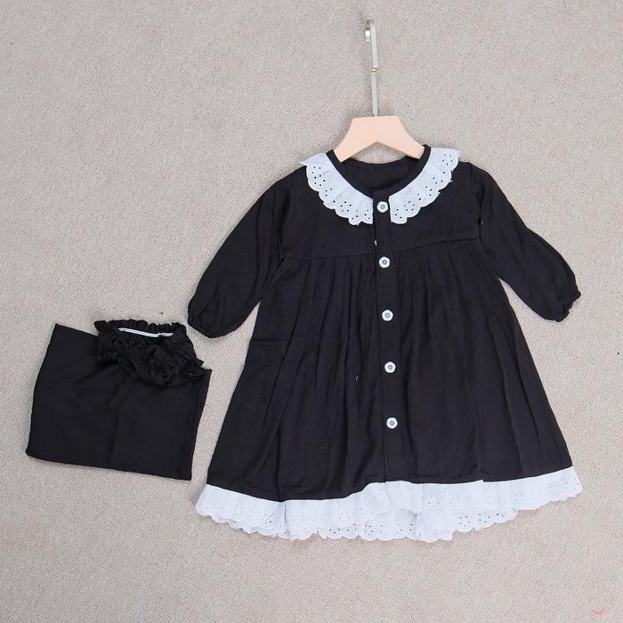 Alena Gamis Anak Baju Alena Gamis Anak Perempuan Rayon Size 0 - 2 tahun - HITAM, S Anak Perempuan Ra