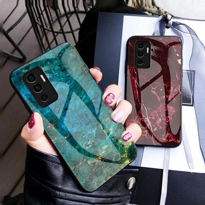 Marble Glass Case VIVO V23 E V23E VIVOV23E Back Cover Casing HP