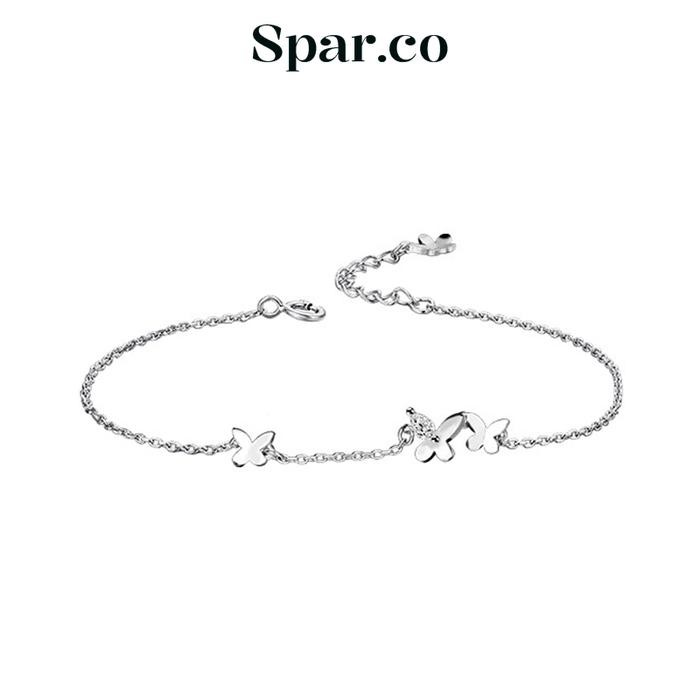 ASLI Spar.co Gelang Tiga Kupu-Kupu Wanita Platinum Zircon - Three ButterBracelets Jewelry Aksess