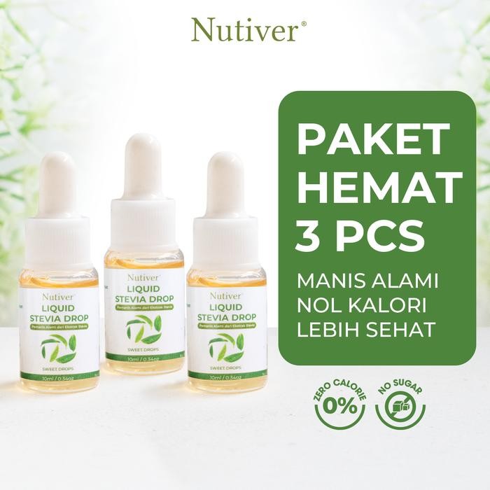

Stok Baru Nutiver Paket Stevia isi 3 pcs Nutiver Stevia Drop Stevia Nutiver Stevia Liquid Natural