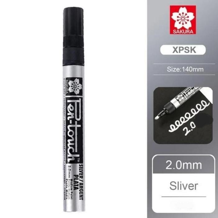 

NEW PRODUK SAKURA PEN TOUCH PERMANENT PAINT MARKER MEDIUM 2.0MM # SILVER WARUNG ARA67