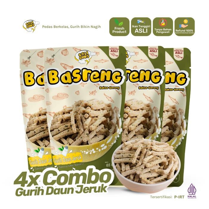 

Pilihan- Gelichips - Paket Combo 4Pcs Bakso Goreng (Basreng) Original Gurih Daun Jeruk 65Gr