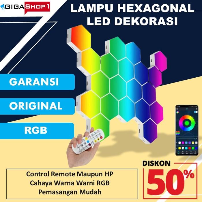 Lampu Dekorasi Hias Dinding LED RGB Hexagonal Ruang Tamu Kamar Gaming