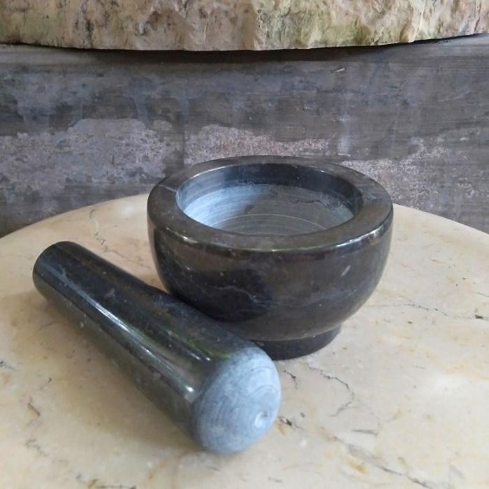 LUMPANG ALU BATU MARMER NATURAL STONE PESTLE ULEK TUMBUK ULEKAN