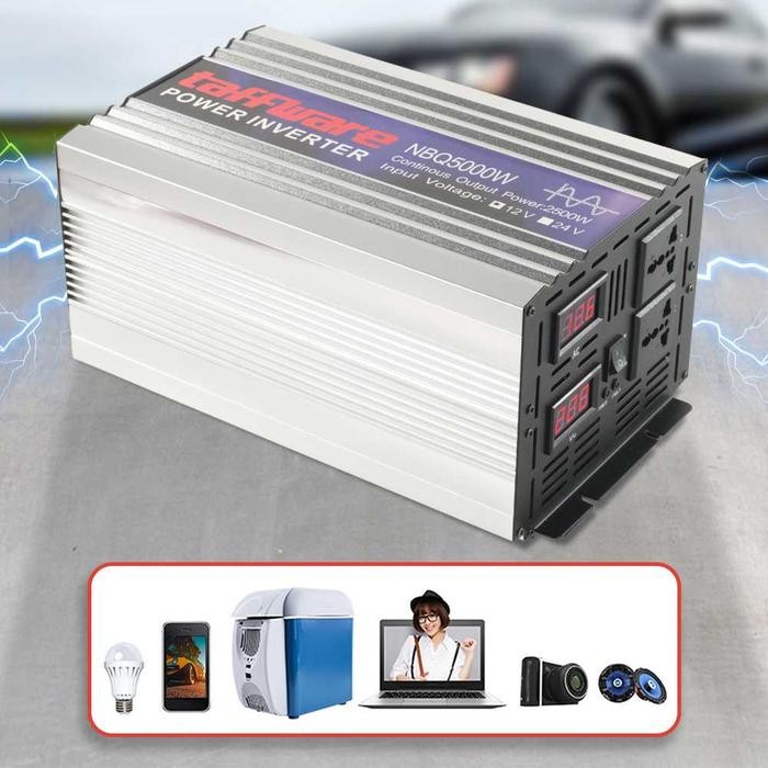 Power Inverter Sinus Murni Taffware Pure Sine Wave Pengubah Arus Listrik DC 12V to AC 220V 5000 6000