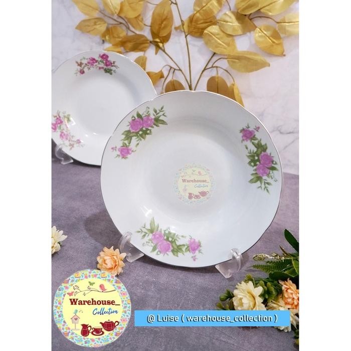 RStore Bayar Ditempat PIRING JADUL-PIRING MAKAN SANGO 8"inch KERAMIK MOTIF KEMBANG JADUL